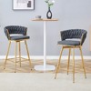 Cotton Linen Swivel Bar Stools Set of 2 with Anti-Slip Footrest and Electroplated Metal Frame for Restaurant, Bar, or Living Room - 2 of 4