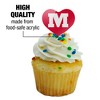 Monmouth College Primary Logo Heart Love Cupcake Picks Toppers Decoration Set of 6 - 3 of 4
