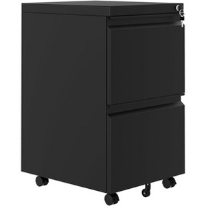 File Cabinet 2-Drawer on Wheels w/Lock | Under Desk Metal Rolling | Legal/A4/Letter Storage for Home Office, Black - 1 of 4