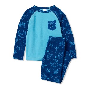 Lands' End Kids Long Sleeve Pocket Fleece Pajama Set - 1 of 2