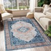 Washable Vintage Printed Rug Non Slip Low Pile Rug Retro Throw Floor Cover Foldable Indoor Carpet for Living Room Bedroom - 2 of 4