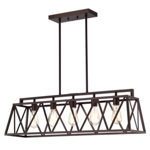 Chloe Lighting Ironclad Industrial 5 Light Oil Rubbed Bronze Island Pendant Ceiling Fixture 35" Wide - 1 of 4