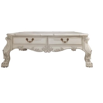 HomeRoots 57" Bone Wood Coffee Table With Two Drawers