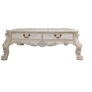 HomeRoots 57" Bone Wood Coffee Table With Two Drawers - 1 of 4