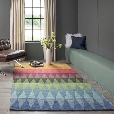 Handmade Multi Red Geometric Wool 5' x 8' Area Rug