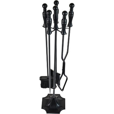 attop 5 PCS Black Wrought Iron Fire Tools Set Outdoor/Indoor