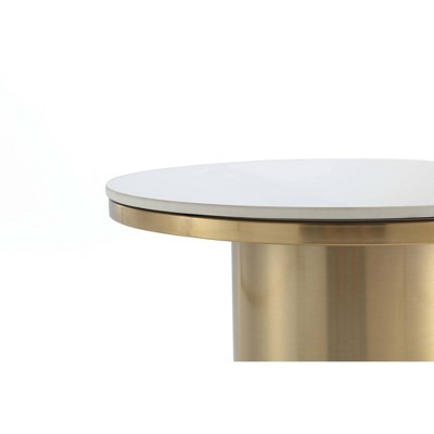 Round White Stone Top Gold Metal Accent Table