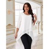 Seta T Women's High Low Hem Scoop Neck Asymmetrical 3/4 Sleeve Summer Top - 4 of 4