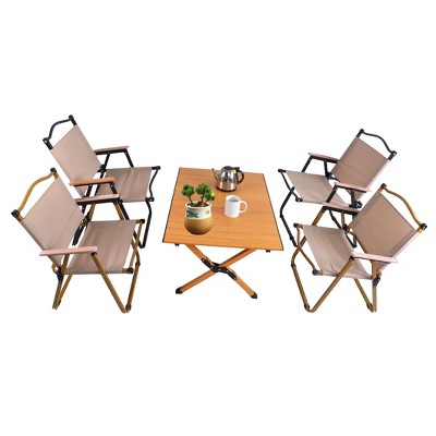 Racxily Portable picnic table, rollable aluminum alloy table top with folding solid X-shaped frame