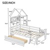 Wood Twin House Bed, Guardrail, Drawer - White - 3 of 3