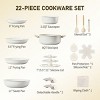 22-Piece Non-Stick Cookware Set, 6 Pots & 3 Lids, Removable Handles, Oven & Dishwasher Safe, Includes 28cm Soup Pot, Cream White - 2 of 4