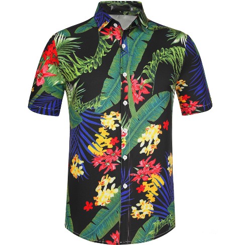 Lars Amadeus Men's Summer Floral Print Short Sleeve Button Down Beach ...