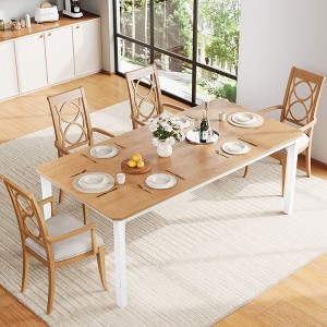 79 Inch Large Dining Room Table for 6-8 People - Rectangular Wood Modern Farmhouse Dining Table, Heavy Duty Metal Legs, for Kitchen and Living Room - 1 of 4
