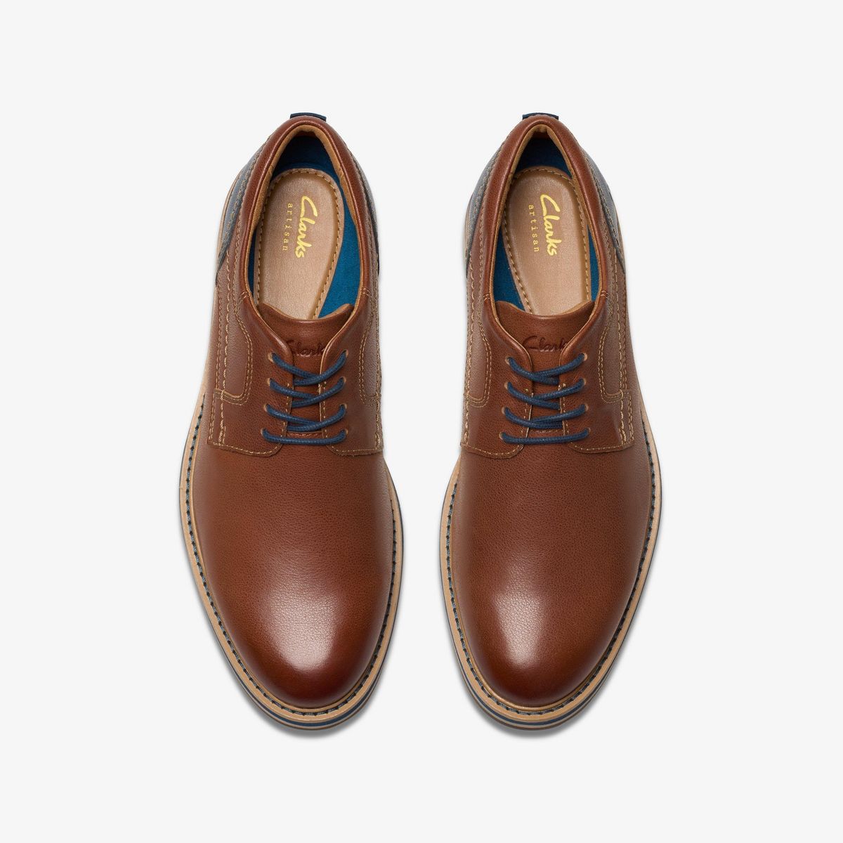 Clarks Mens Monahan Plain Tan Leather Shoes - thumbnail 7
