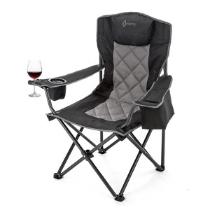 Arrowhead Outdoor Portable Folding Camping Quad Chair w/ 6-Can Cooler, Heavy-Duty Carrying Bag, Supports up to 450lbs (Charcoal Black) - 1 of 4