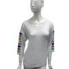 Women's 3/4 Sleeve Stripe V Neck Top - ANGEL - 3 of 4