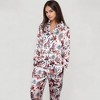 Anna-Kaci Lounge Women's Jungle Animal and Floral Pajama Set with Long Sleeve Notch Collar Button Down Top and Relaxed Woven Pants - 4 of 4