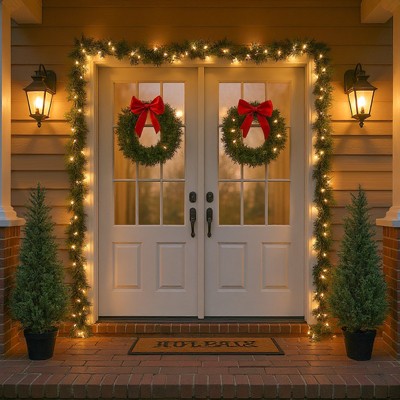 Artificial Cedar Trees,2 Pack Uv Resistant Faux Outdoor Plants,Front Door Cypress Tree Decor Outdoor Entrance,Evergreen Arborvitae Indoor Plant