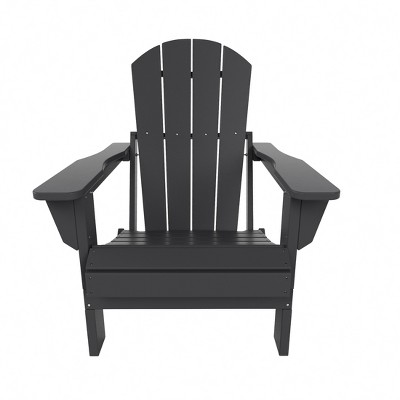 Gray HDPE Outdoor Folding Adirondack Chair with Wide Armrests