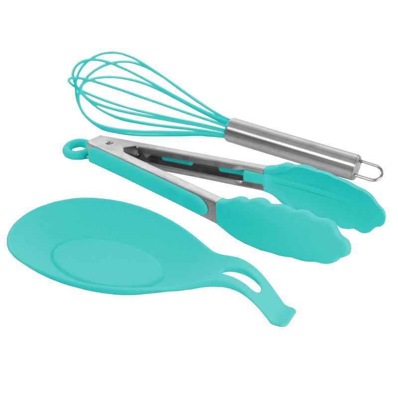 MegaChef Light Teal Silicone Cooking Utensils, Set of 12, 3 of 8