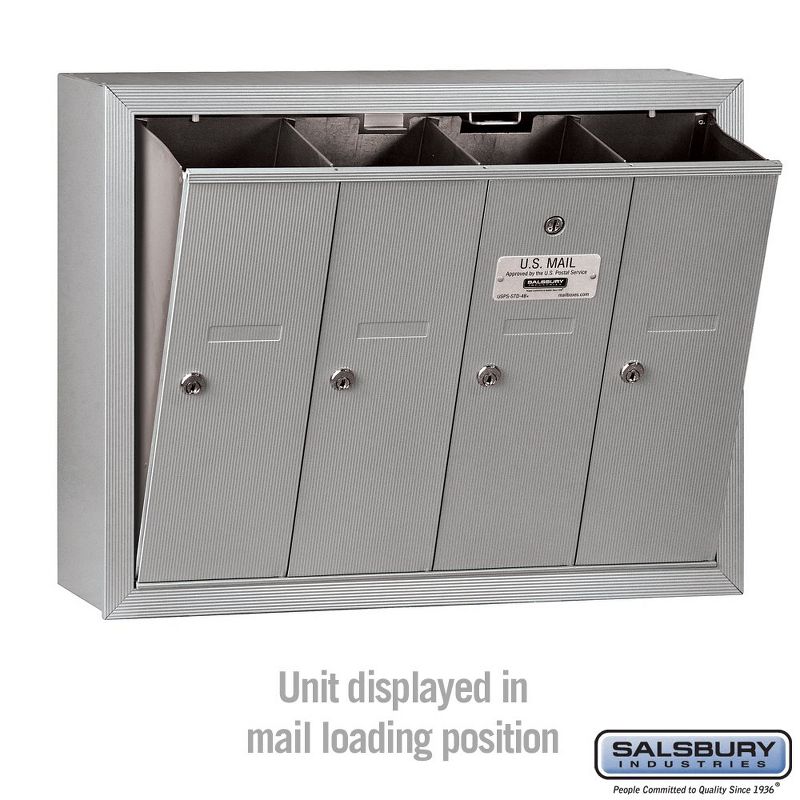Salsbury Industries Vertical Mailbox - 4 Doors - Aluminum - Surface Mounted - USPS Access, 3 of 6