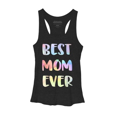 Women's Design By Humans Best Mom Ever Rainbow Bubble Text By MiuMiuShop Racerback Tank Top
