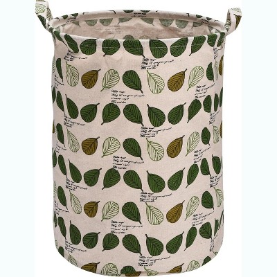 Image of Bins & Things Large Storage Toy Box Bin - Light Green Leaf Pattern