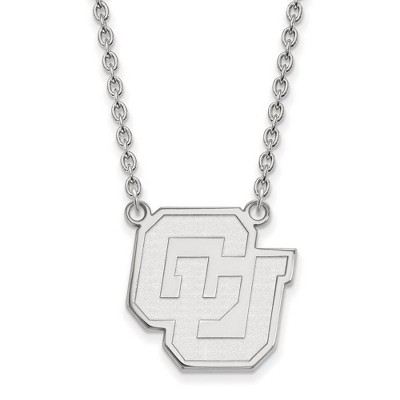 Black Bow Jewelry 10k White Gold Colorado Buffalos NCAA Necklace 18 Inch