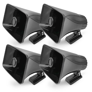 Pyle 6" Portable PA Horn Speaker for Indoor or Outdoor Use with 50W Peak Power, Lightweight and Compact Design and Broad Sound Coverage, Black, 4 Pack - 1 of 4