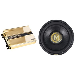 Memphis Audio 60th Anniversary MJP1244 MOJO Pro Series 12" Component Subwoofer with Gold 60th Anniversary MJP1500.1 Monoblock Subwoofer Amplifier - 1 of 4