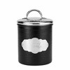 Amici Pet Cavalier Canister, Set of 2 - Black & Silver Toned Hammered Metal Food Storage with Handles - Airtight Lid Containers - (38 Oz & 104 Oz) - 2 of 4