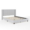 Martha Stewart Kay Upholstered Platform Bed w/ Channel Stitched Wingback Headboard and Cushioned Siderails, Wood Slat Foundation, No Box Spring Needed - 2 of 4