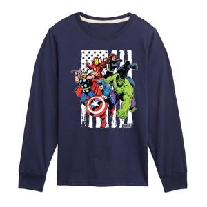 Boys' - Marvel - Avengers American Flag Long Sleeve Graphic T-Shirt - 1 of 3