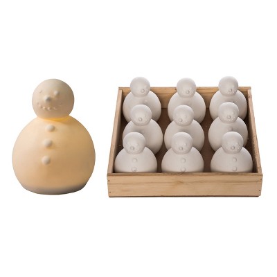 Transpac Mini Dolomite Light Up Snowman Decorative Figurine 9 Ea Ceramic Christmas Tabletop Battery Operated Prelit Indoor Use Holiday Decoration Gift