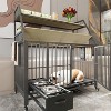 Okak Large Dog Crate with Storage Rack and Drawers, Dog Kennel with Iron Frame and Stainless Steel Food and Water Bowls for Large Dogs, Beige+Black - 2 of 4