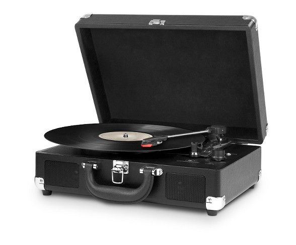 Innovative Technology&#174; 3 Speed Vinyl Turntable Suitcase with Built in Speakers - Black