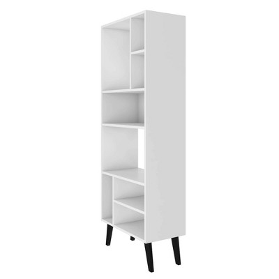 Warren White Tall Bookcase with Black Legs and 8 Shelves