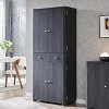 71" Tall Kitchen Pantry Storage Cabinet, Modern Kitchen Storage Cabinets with 4 Doors and 6 Adjustable Shelves,Wooden Curved Kitchen Cabinet - 2 of 4