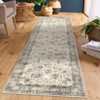 Vintage Machine Washable Rug for Living Room Non-Slip Non-Shedding Distressed Floral Printed Indoor Carpet - 3 of 4