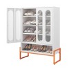 Vynxaria White Mesh Door Shoe Cabinet with Adjustable Partitions - 4 of 4