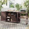 Bella Depot 78.3" Outdoor Kitchen Island with Foldable Grill Table, Wooden Outdoor Grill Cart with Trash Can Storage - 2 of 4