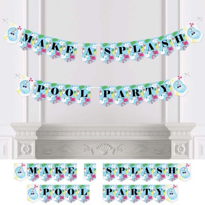 Big Dot of Happiness Make a Splash - Pool Party - Summer Swimming Party Bunting Banner - Party Decorations - Make a Splash Pool Party