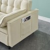 Kumasinova Modern Velvet Loveseat Futon Sofa Couch Pullout Bed, Convertible Lounge Sleeper Sofa Bed with Reclining Backrest, Toss Pillows, Pockets - 2 of 4