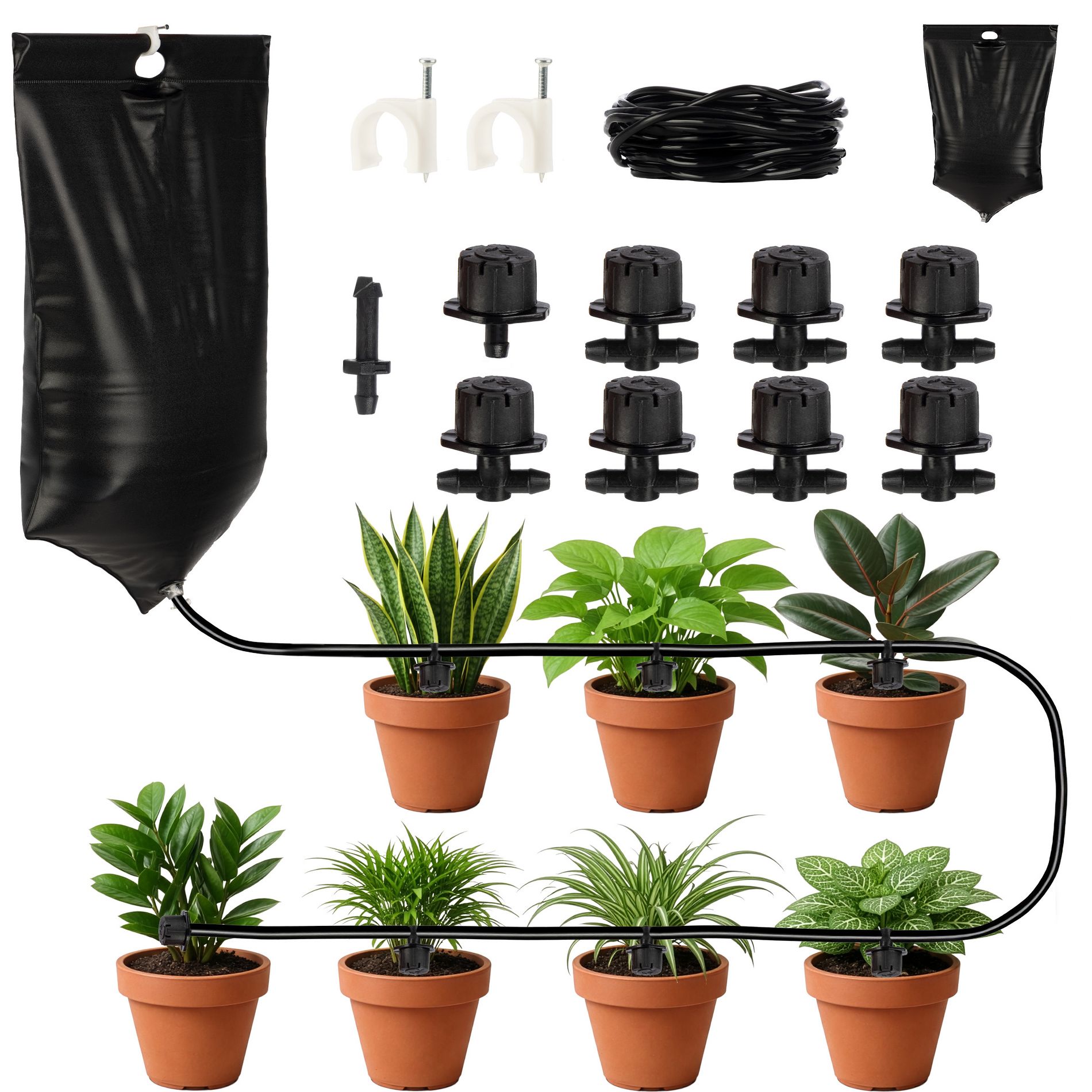 Automatic Plant Waterer Indoor Drip Irrigation System with 2.77Gal Water Bag and 7 Adjustable Drippers - Indoor Plant Watering Devices by Pure Garden