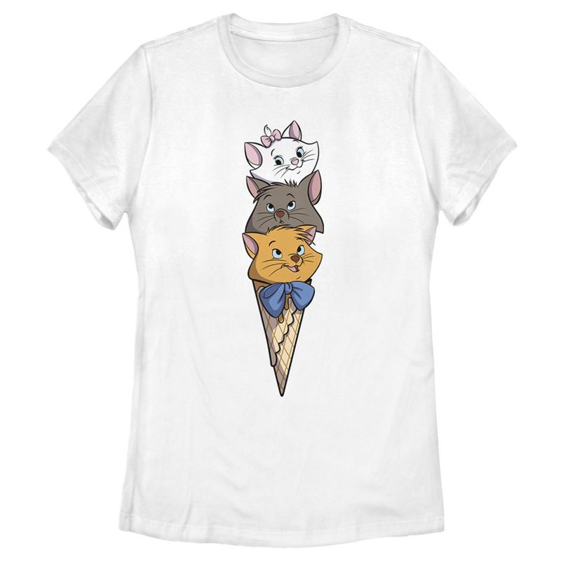 Women's Aristocats Triple Scoop Kittens T-Shirt, 1 of 5