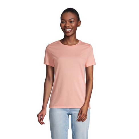 Lands' End Women's Relaxed Supima Cotton Short Sleeve Crewneck T-shirt -  Medium - Crisp Peach : Target