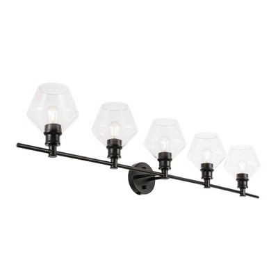 Gene 5-Light Black and Clear Glass Wall Sconce