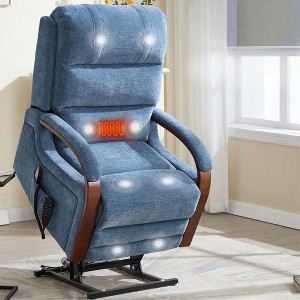 FONTOI Accent Chair with Side Pockets, Recliner Chair with Comfortable Back and Wood Armrests, Blue, 36.23"*42.52"*29.53" - 1 of 4