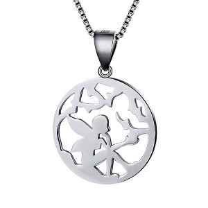 Fairy Sterling Silver Pendant Chain Necklace Women Whimsical Fairies Ginger Lyne Collection - 1 of 4