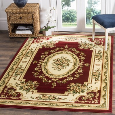 Red and Ivory Floral Rectangular Area Rug, 3'3" x 5'3"